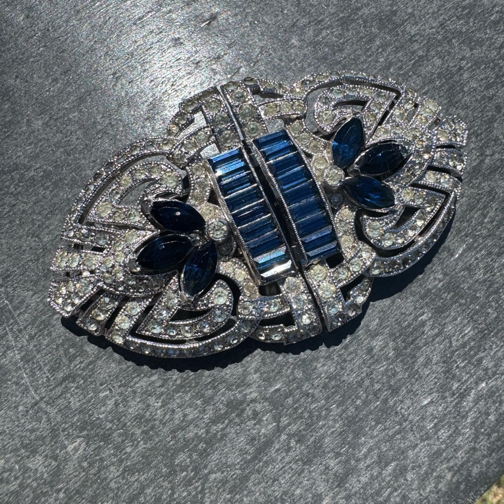 Vintage Blue and Silver Brooch